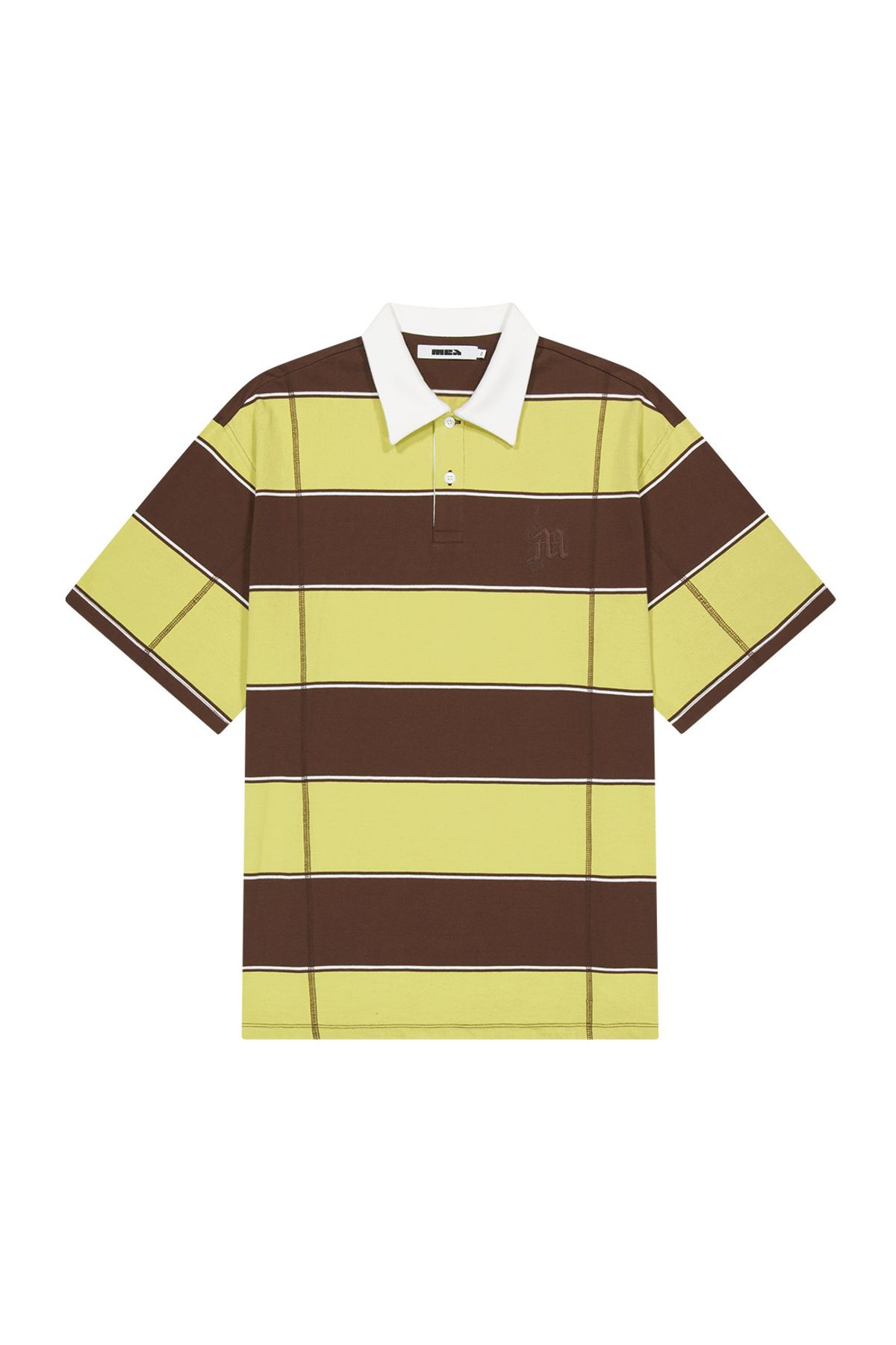 메아(MEA) SHORT SLEEVES STRIPE POLO  [BROWN]