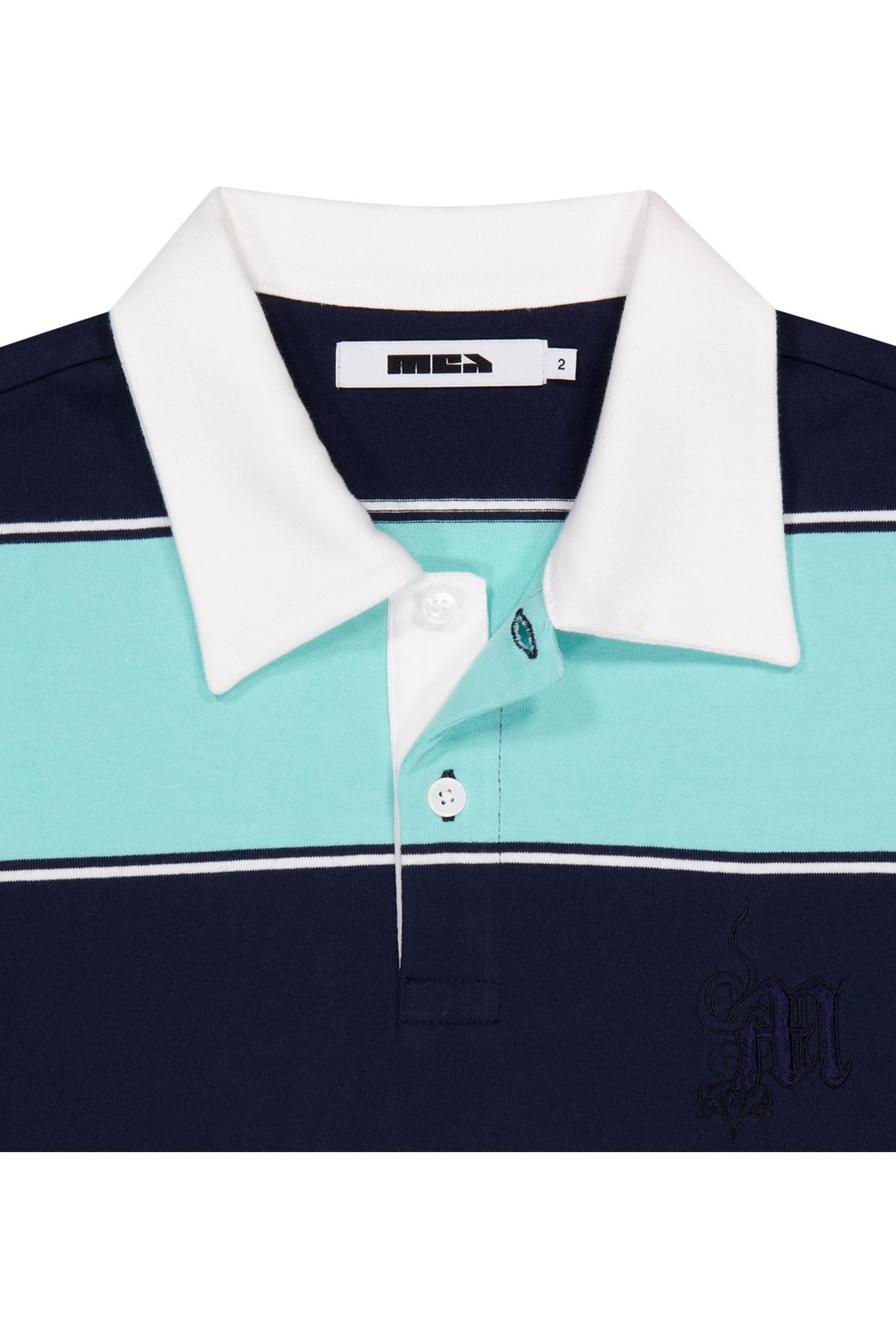 메아(MEA) SHORT SLEEVES STRIPE POLO  [NAVY]