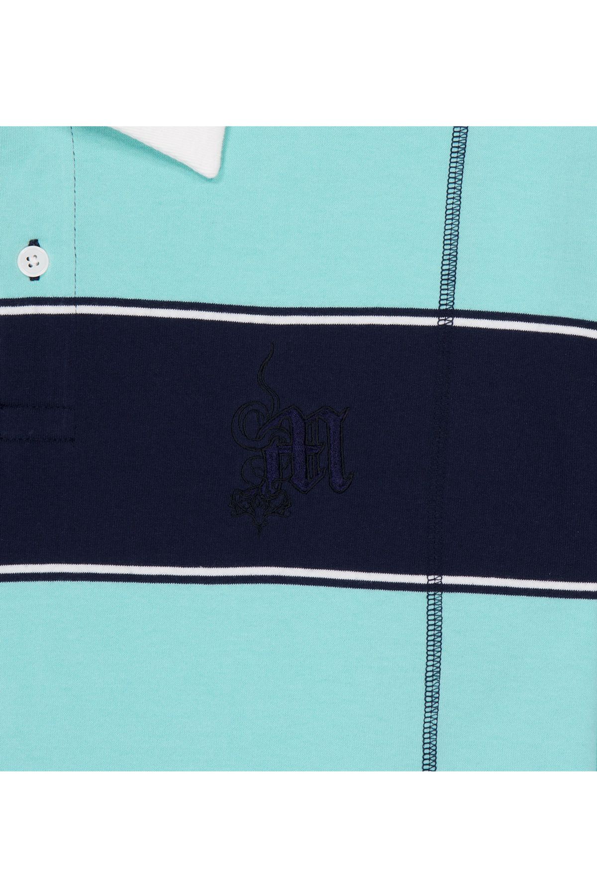 메아(MEA) SHORT SLEEVES STRIPE POLO  [NAVY]