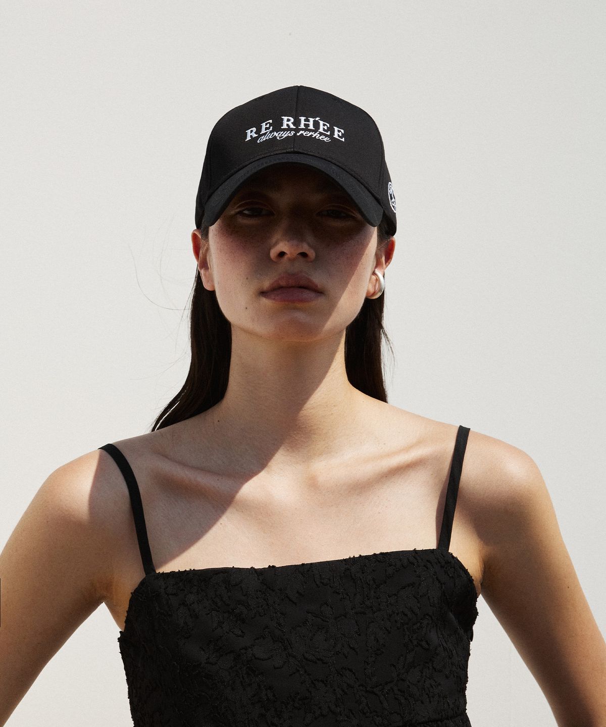 리이(RE RHEE) LOGO EMBROIDERED COTTON BALL CAP BLACK