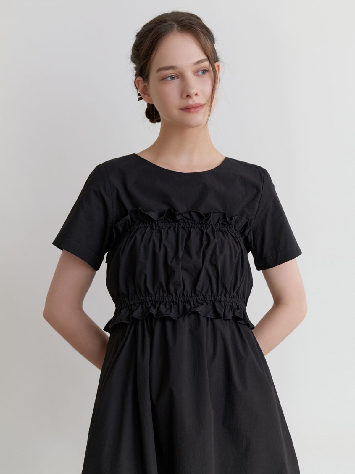 리엘(RE L) Flavor layered set dress (black)