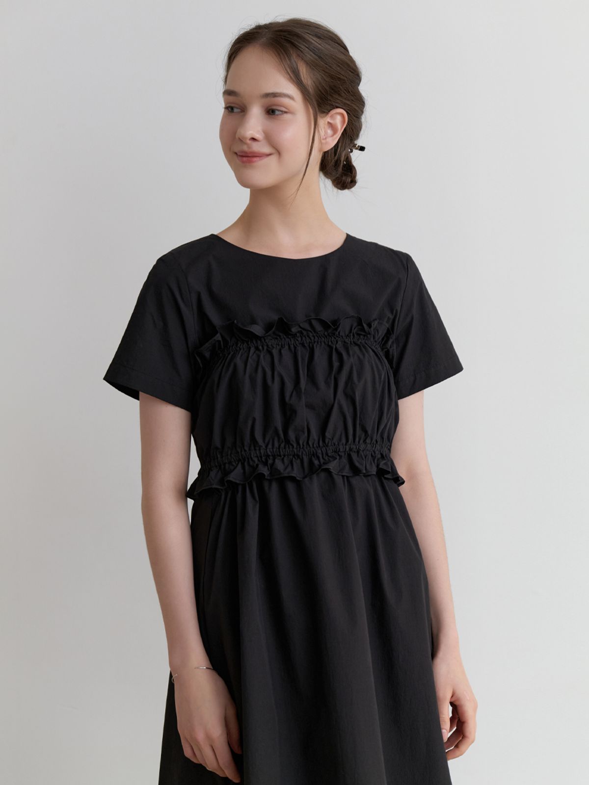 리엘(RE L) Flavor layered set dress (black)