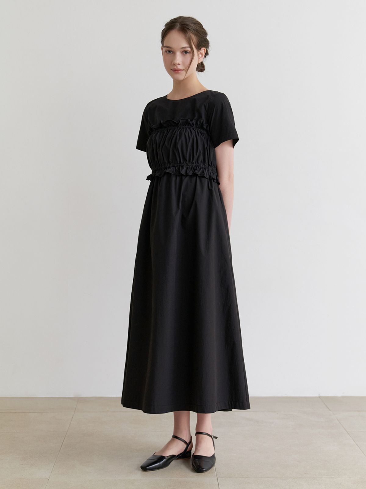 리엘(RE L) Flavor layered set dress (black)