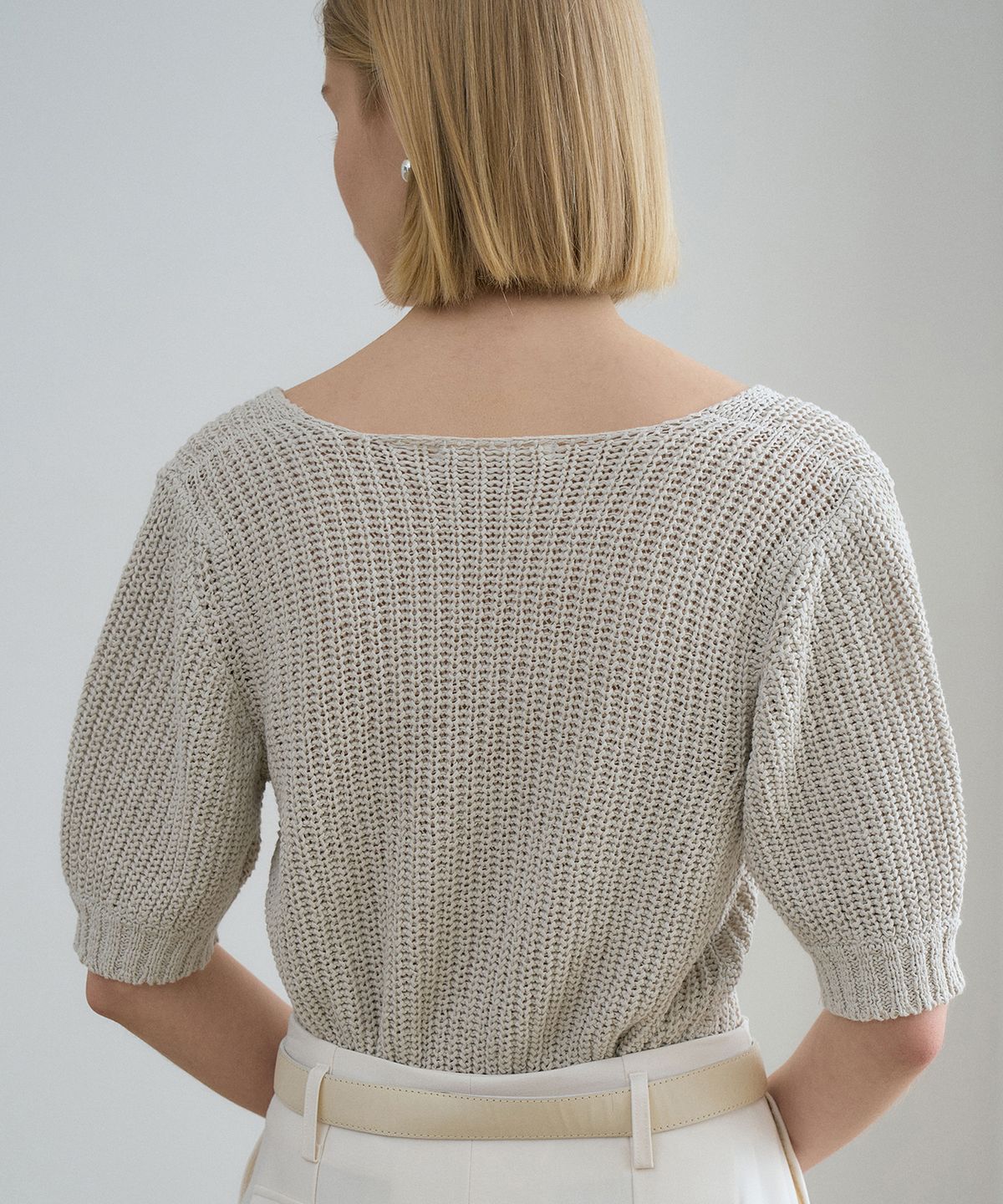 르네제이(RENEJ) Puff Sleeve Netted Knit