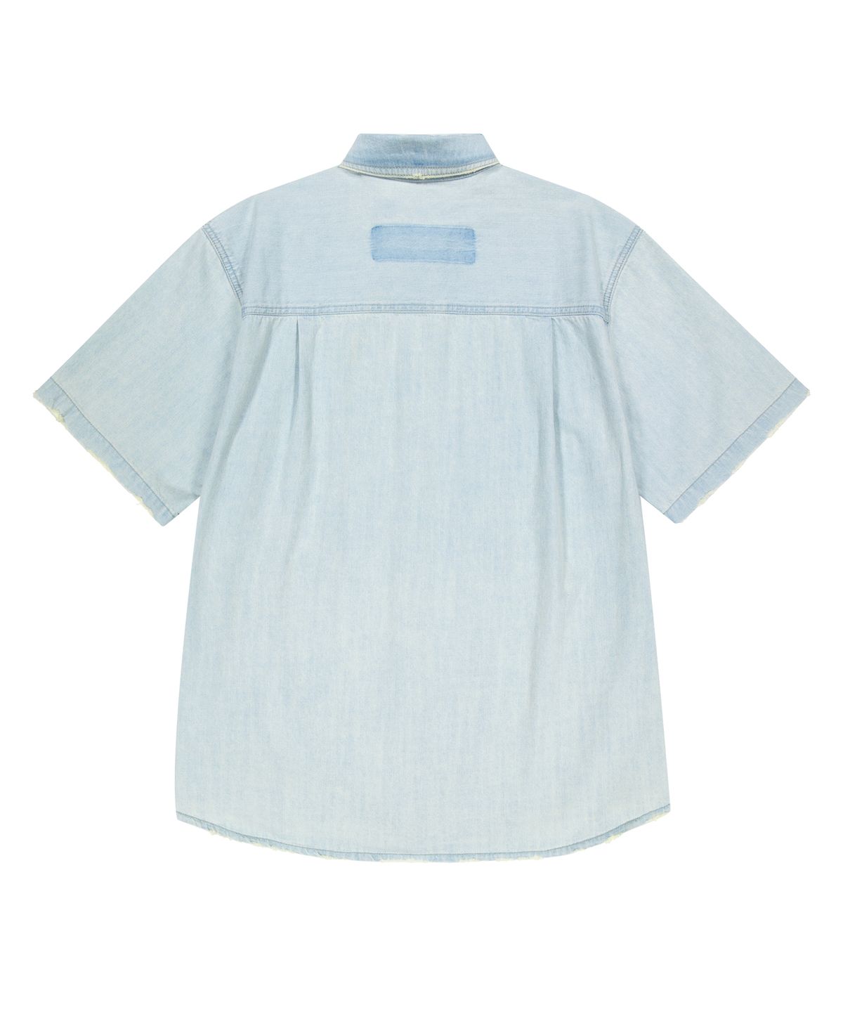 언지미크(UNGIMMICK) WASHED DENIM SHORT SLEEVE SHIRT (BLUE)