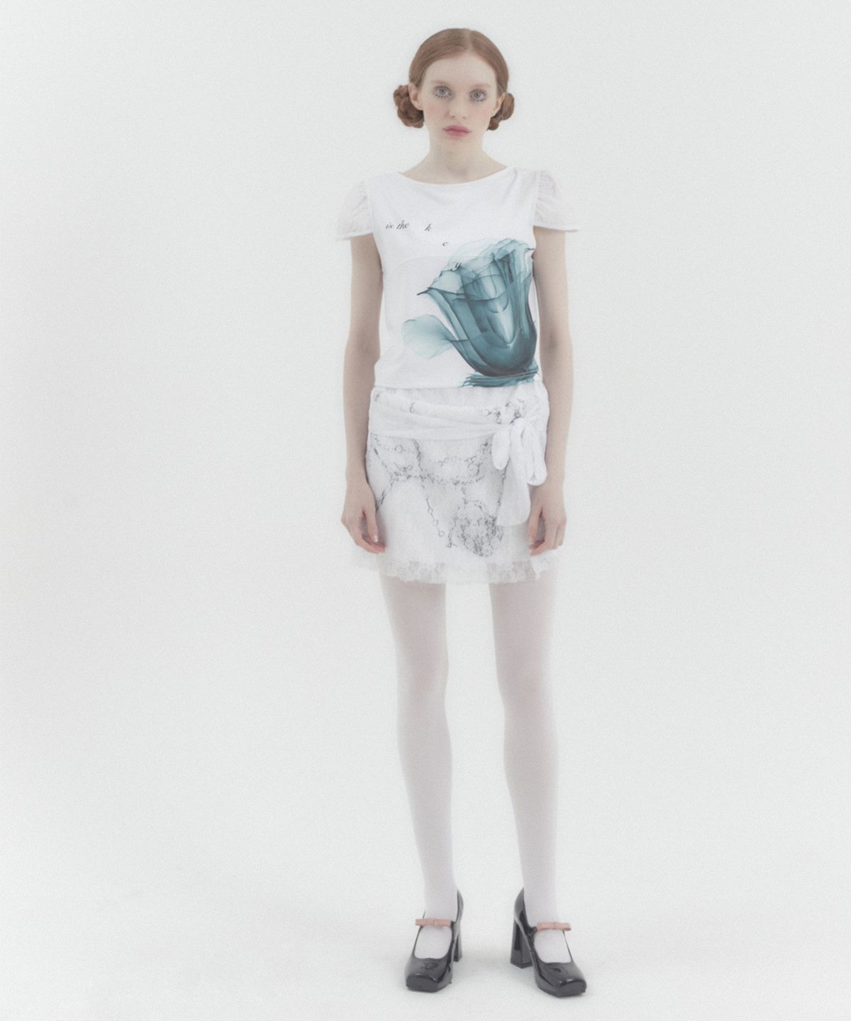 카터(KATER) X-ray Rose Puff Cap Sleeve - WHITE