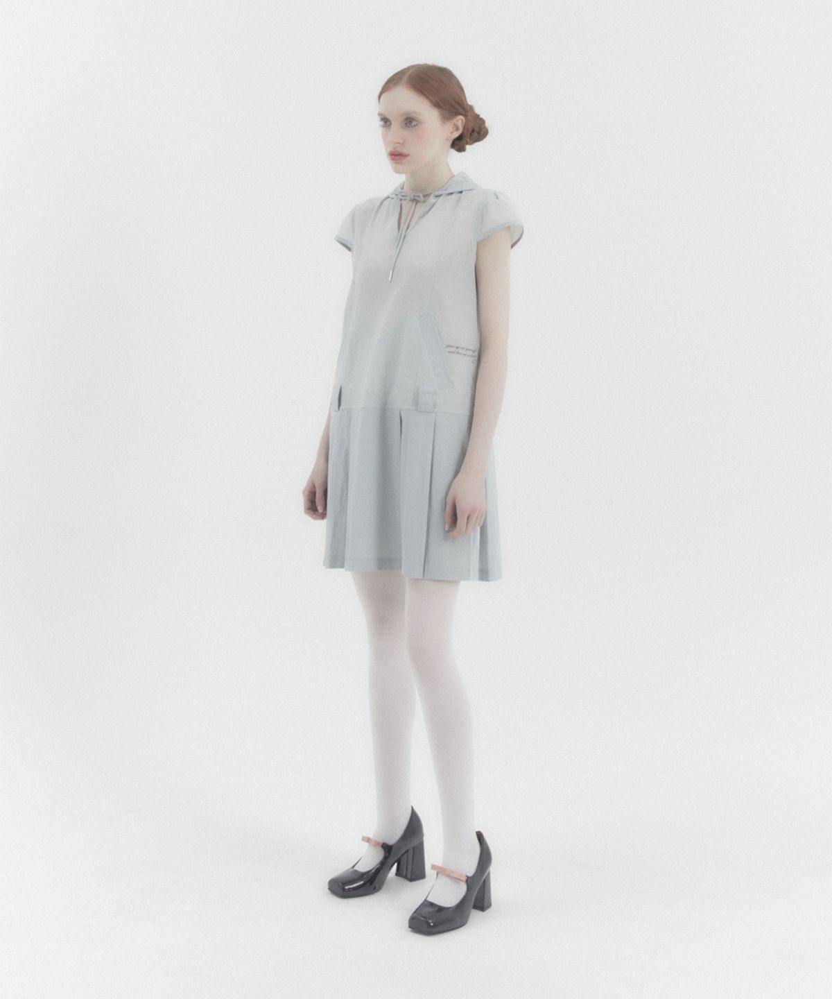 카터(KATER) Dolls Hoodie Cap Sleeve Dress - SKY