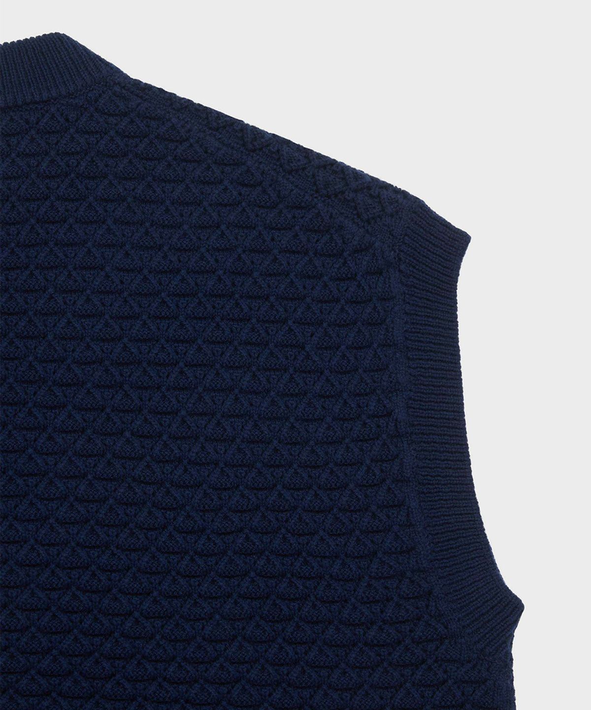 야이치(YAITCH) Eyelet Knit Merino Wool Vest -  Dark Denim