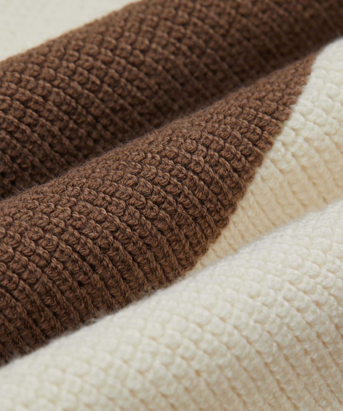 야이치(YAITCH) Striped Merino Wool Waffle Rugby - Shitake