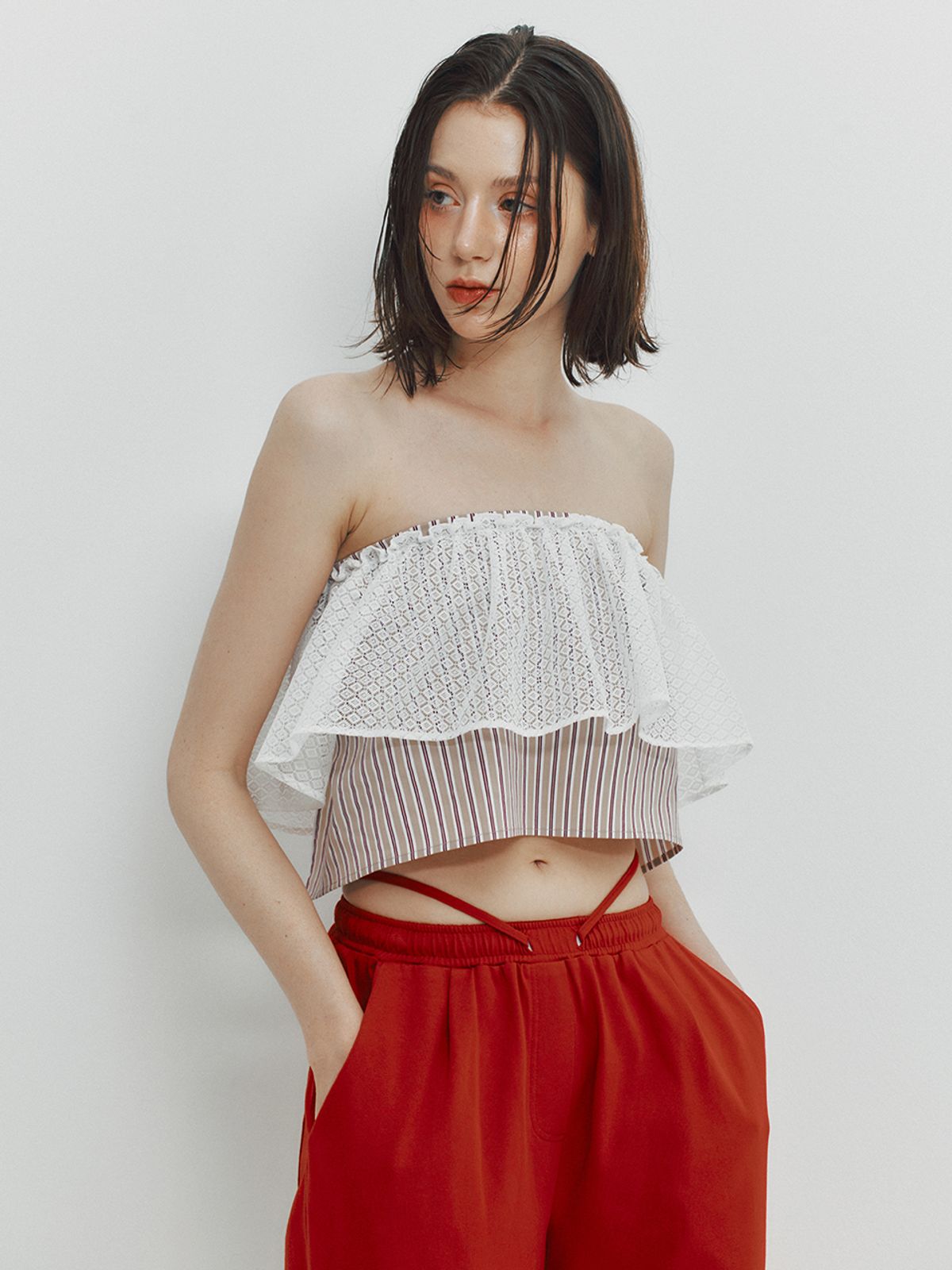 민더리(MEENDERI) SLIT STRING JOGGER PANTS - RED
