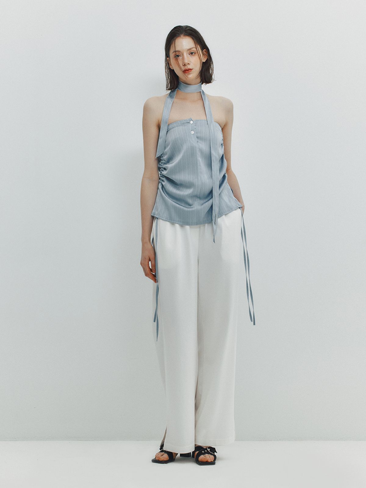 민더리(MEENDERI) SLIT STRING JOGGER PANTS - WHITE