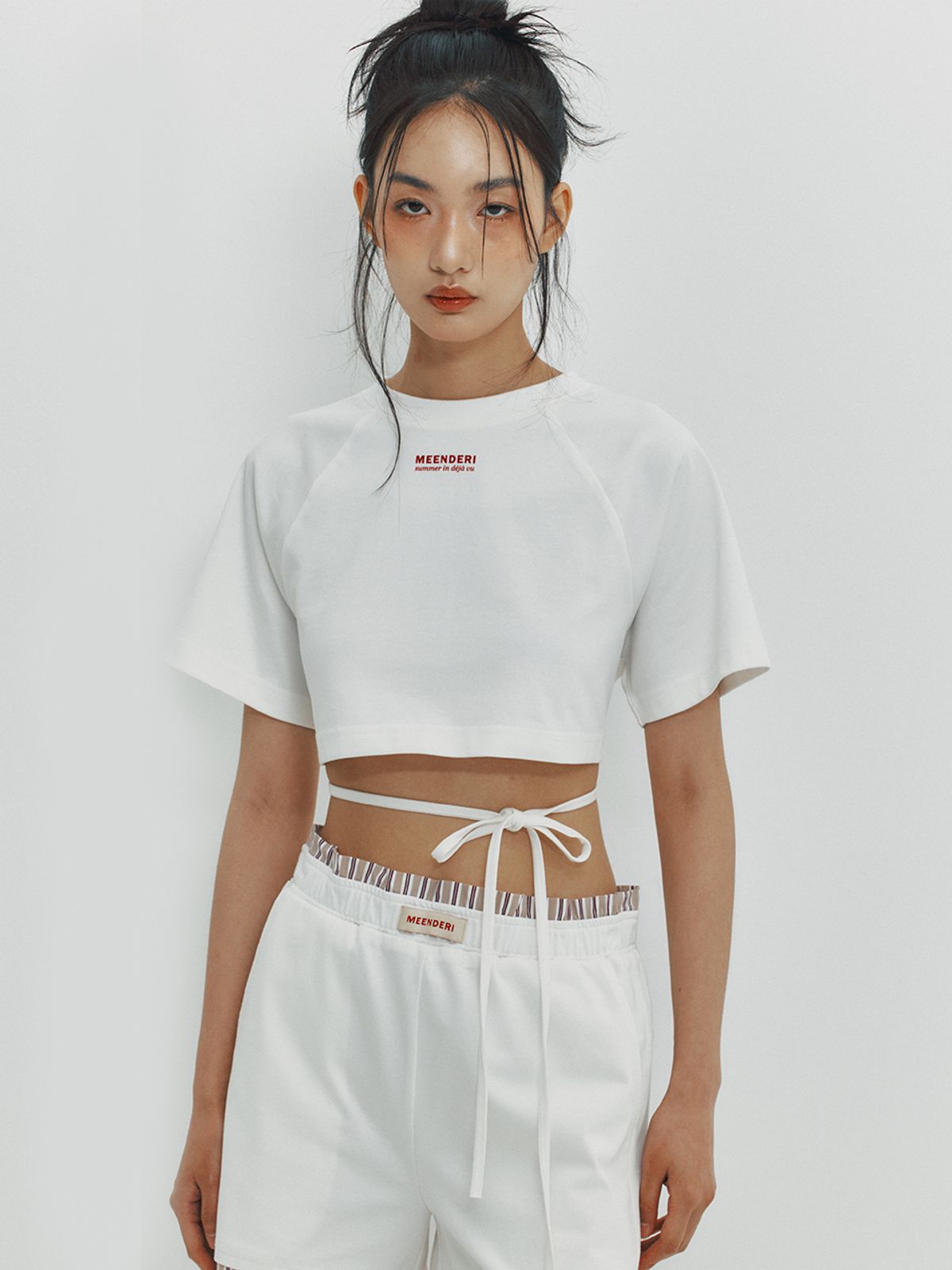 민더리(MEENDERI) STRIPE LAYERED SHORTS - BEIGE