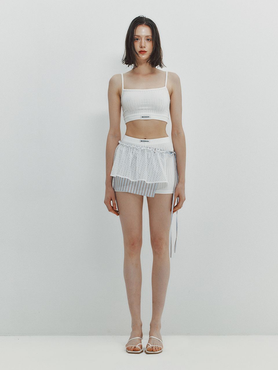 ★MEENDERI★STRIPE LAYERED WRAP SKIRT - SKY BLUE★正規品 민더리(MEENDERI) STRIPE LAYERED WRAP SKIRT - SKY BLUE