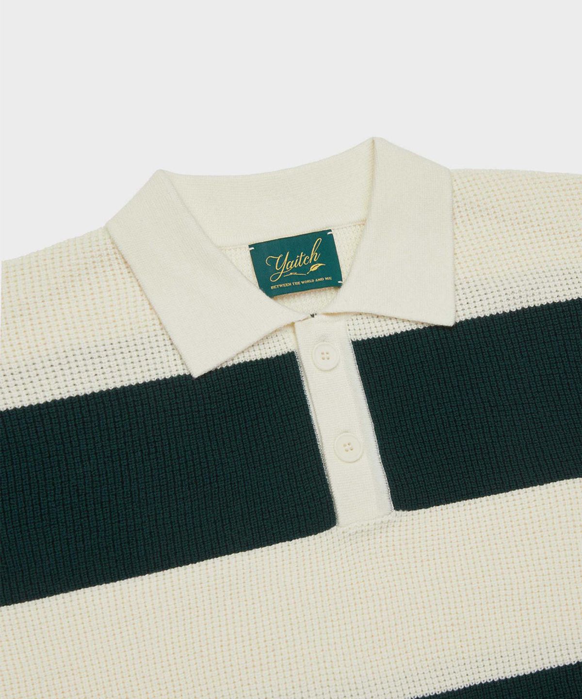 야이치(YAITCH) Striped Merino Wool Waffle Rugby - Sycamore