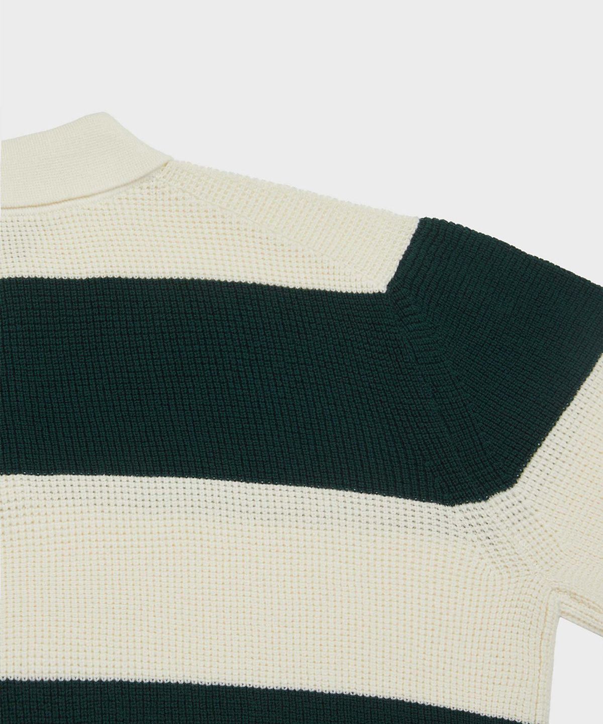 야이치(YAITCH) Striped Merino Wool Waffle Rugby - Sycamore