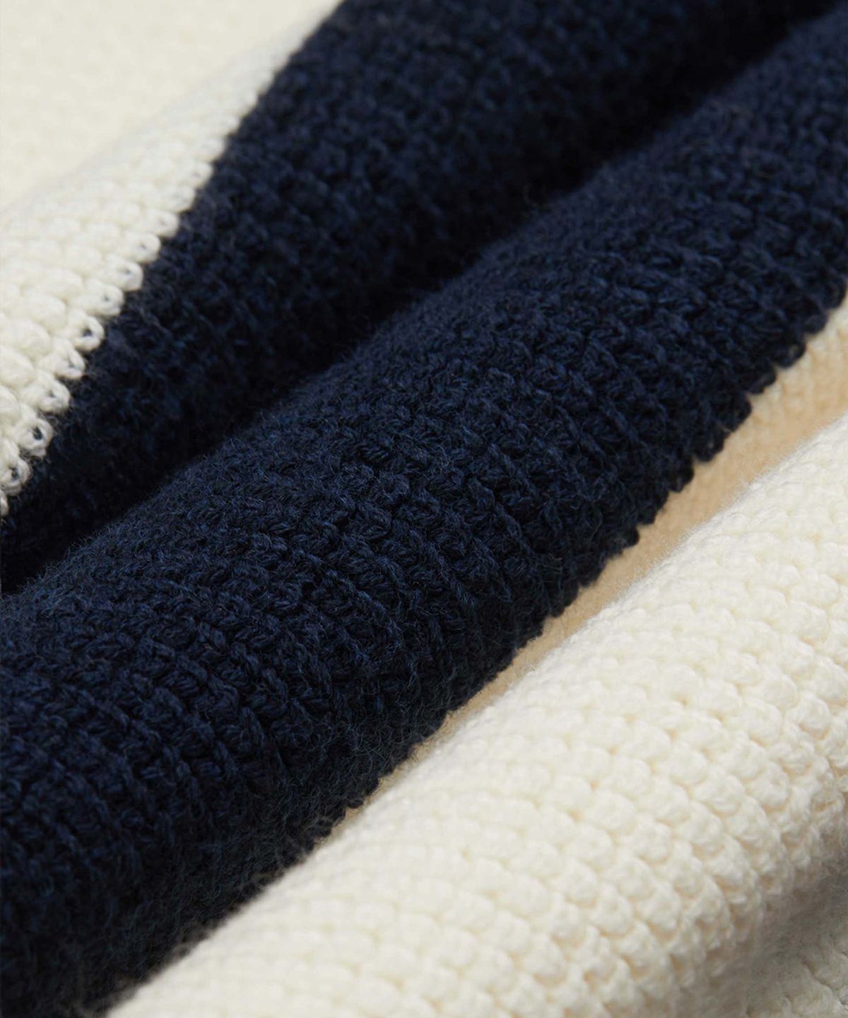 야이치(YAITCH) Striped Merino Wool Waffle Rugby - Golden Blue