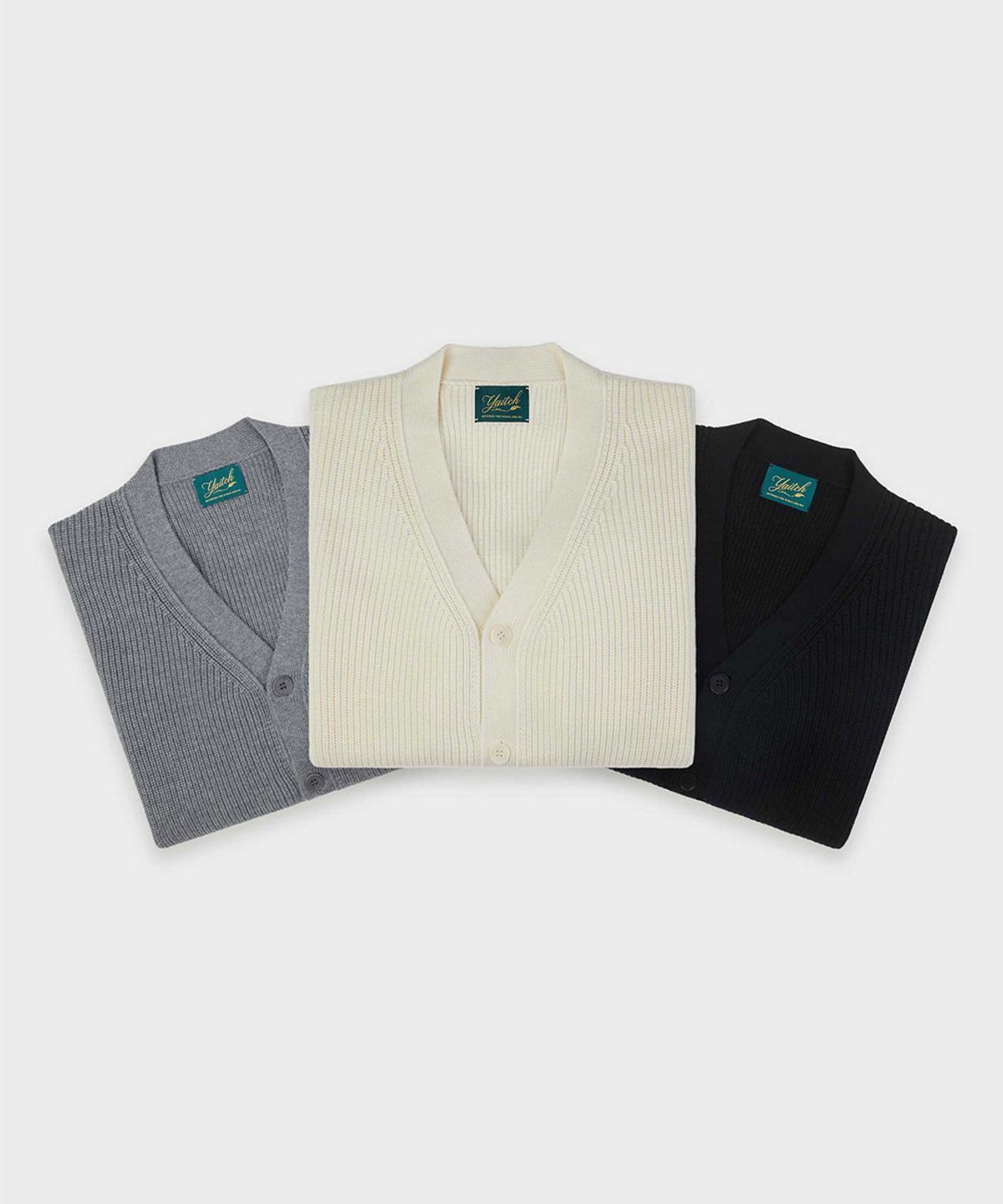 야이치(YAITCH) Shaker Stitch Merino Wool Cardigan - Black