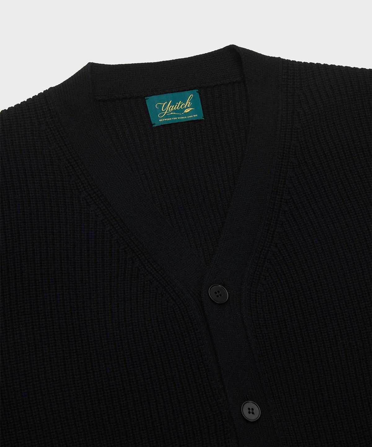 야이치(YAITCH) Shaker Stitch Merino Wool Cardigan - Black