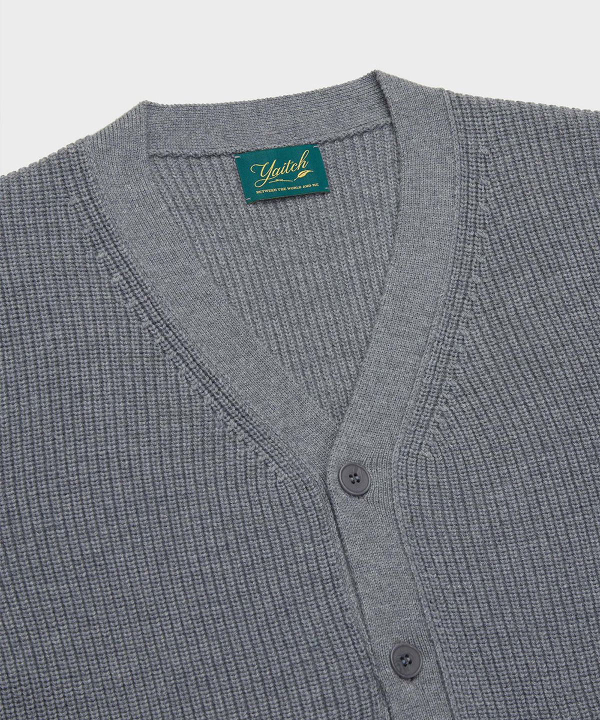 야이치(YAITCH) Shaker Stitch Merino Wool Cardigan - Melange Grey
