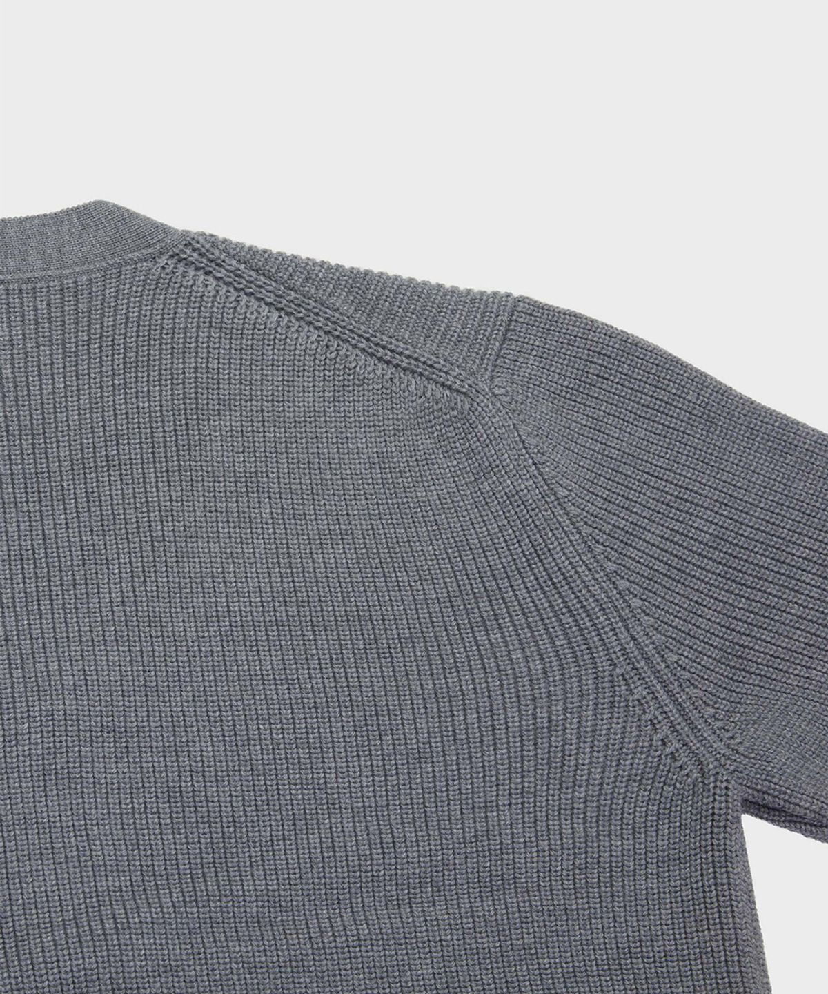 야이치(YAITCH) Shaker Stitch Merino Wool Cardigan - Melange Grey