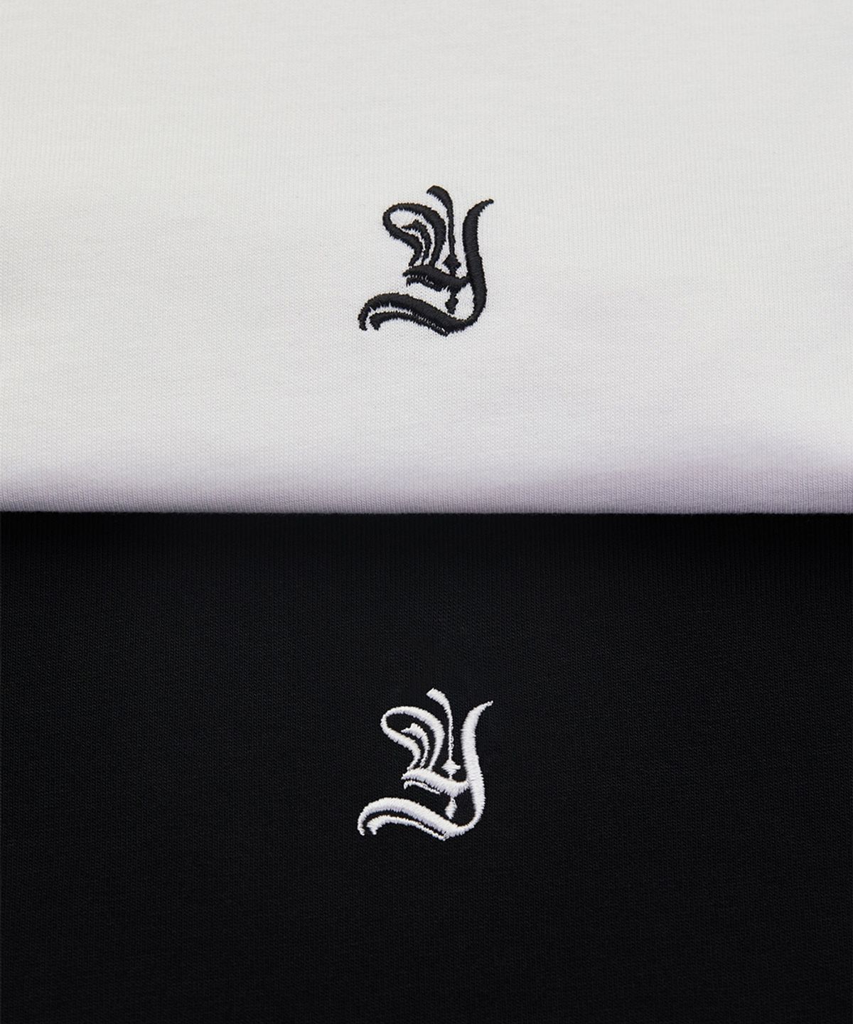 야이치(YAITCH) Embroidered Initial Tee - Jet Black