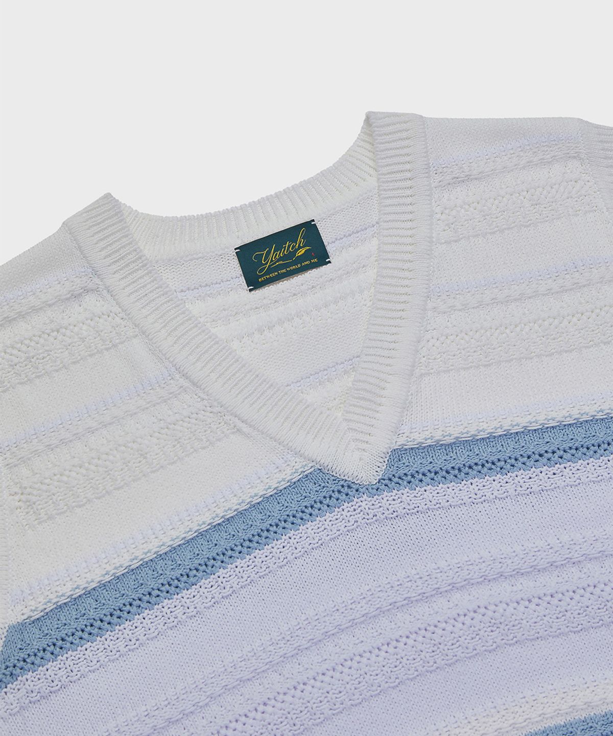 야이치(YAITCH) Striped Jacquard Knit Vest - White