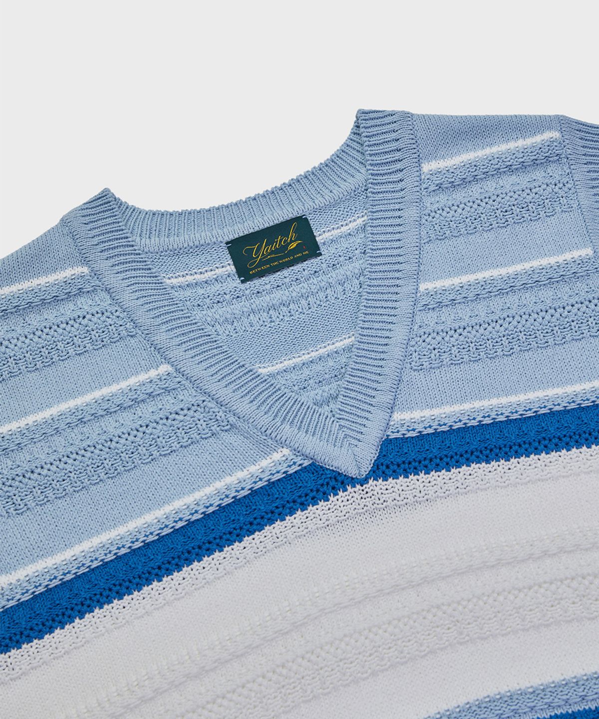 야이치(YAITCH) Striped Jacquard Knit Vest - Baby Blue