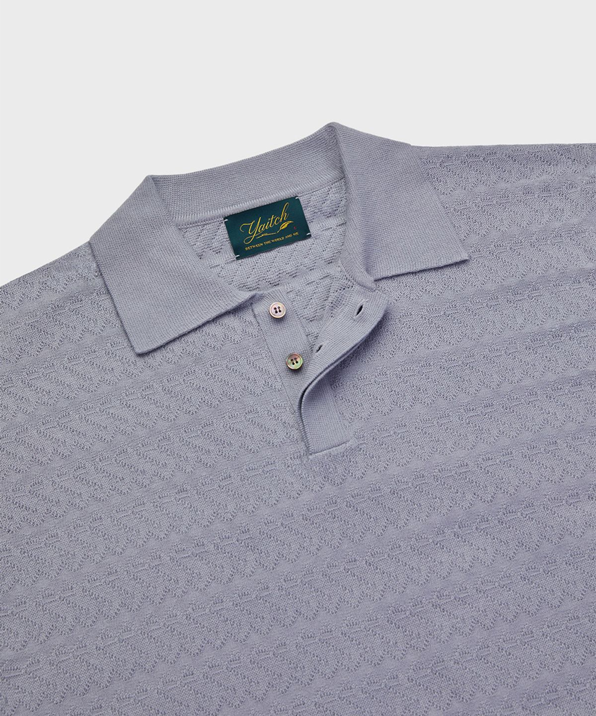 야이치(YAITCH) Jacquard Knit Polo - Glacier Grey