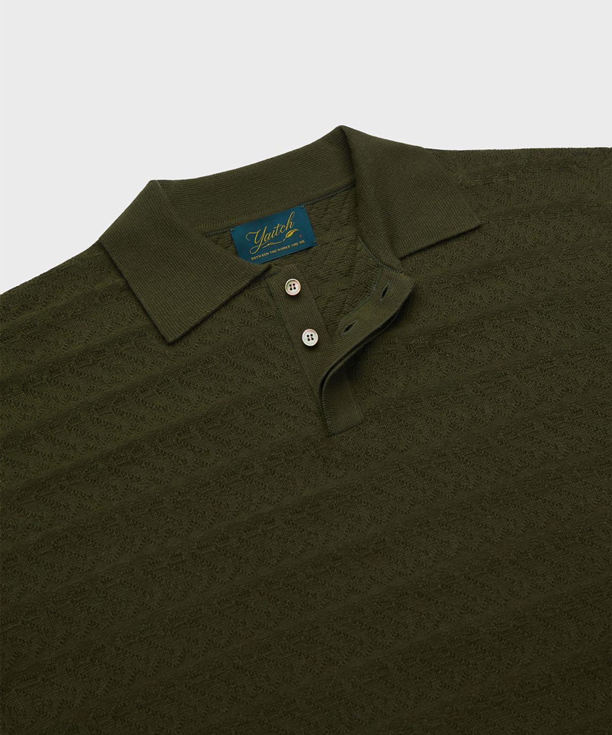 야이치(YAITCH) Jacquard Knit Polo - Chive