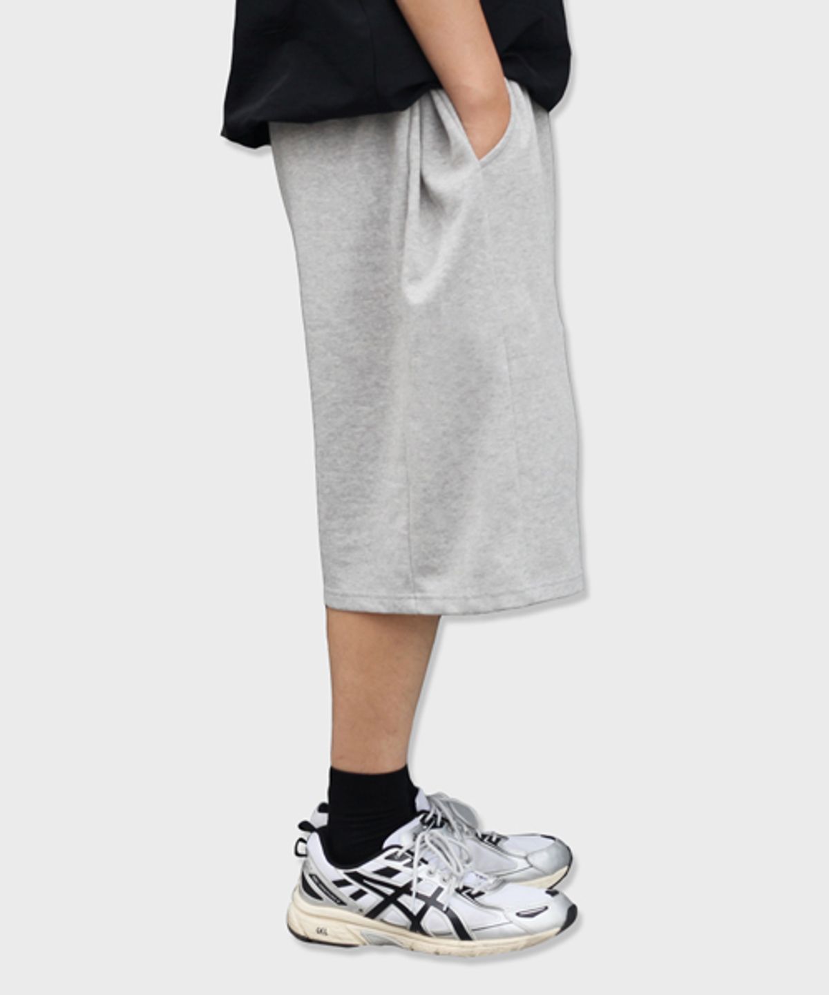 리스펙트(RESPECT) side panel bermuda sweat shorts (grey)