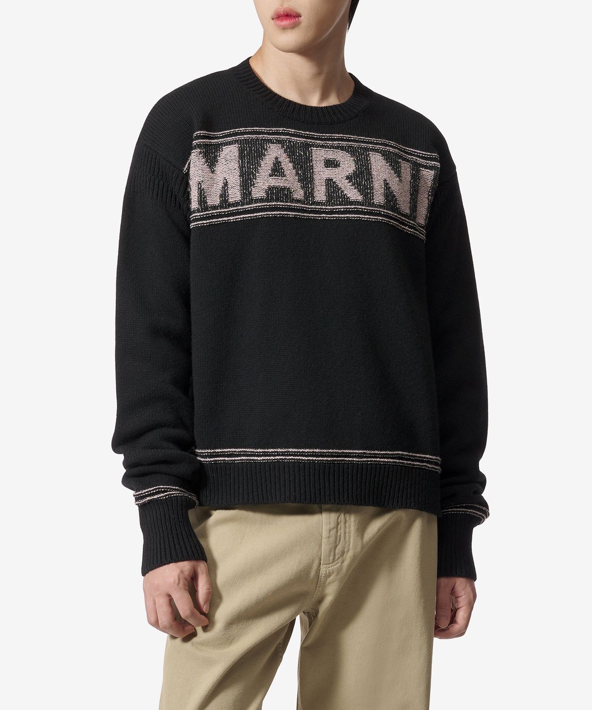 마르니(MARNI) 인타르시아 로고 코튼 니트 - 블랙 / GCMG0293Q1UFH94700N99