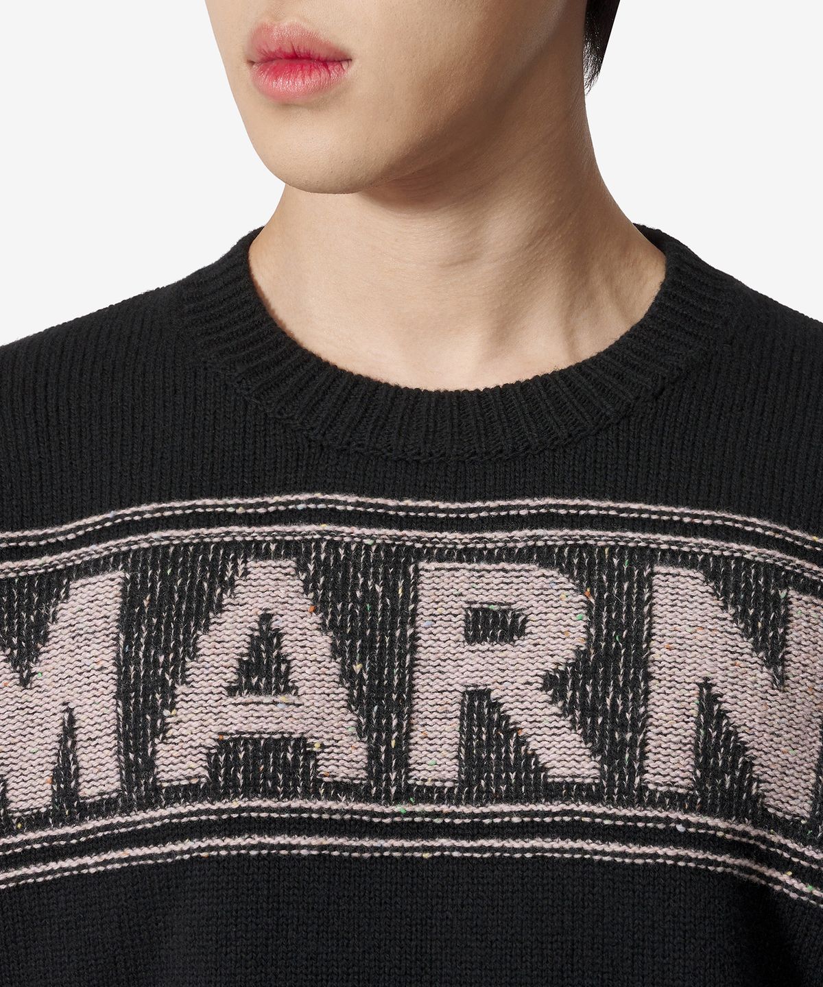 마르니(MARNI) 인타르시아 로고 코튼 니트 - 블랙 / GCMG0293Q1UFH94700N99