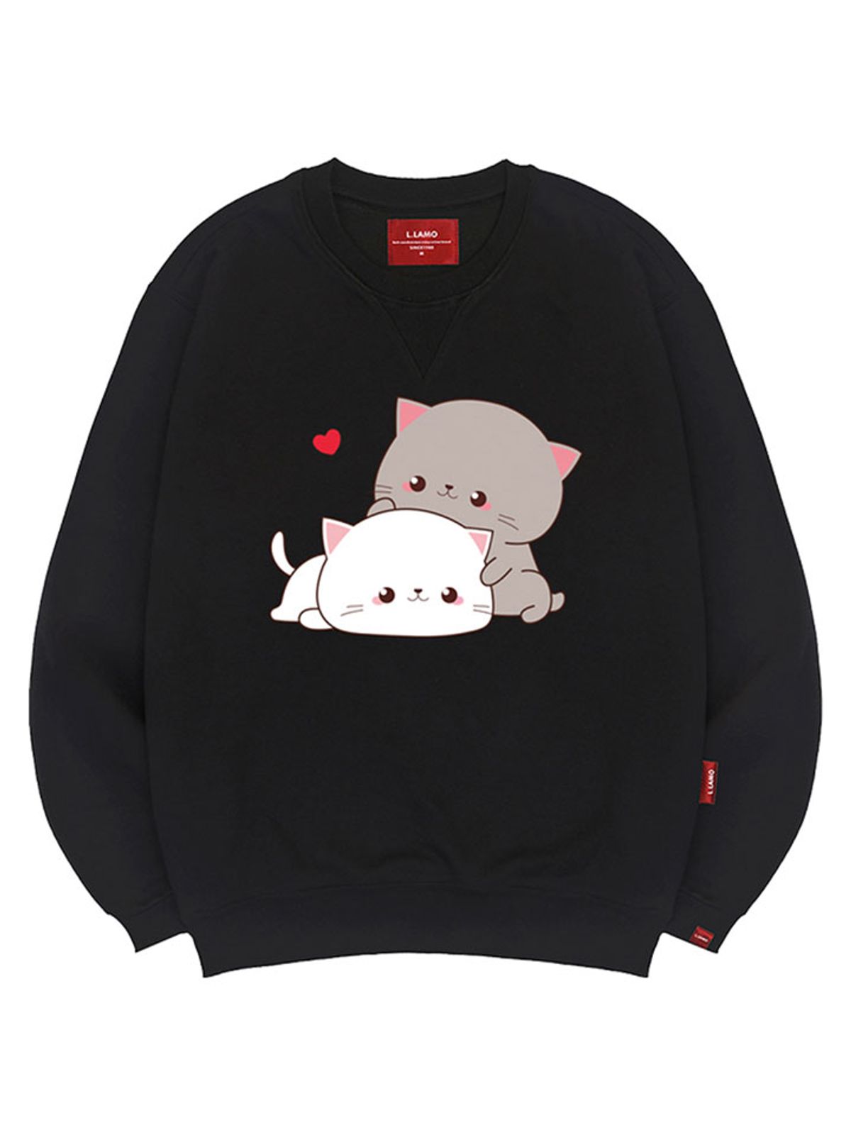 엘라모(LLAMO) 큐티커플캣 맨투맨 남녀공용 빅사이즈 S~4XL
