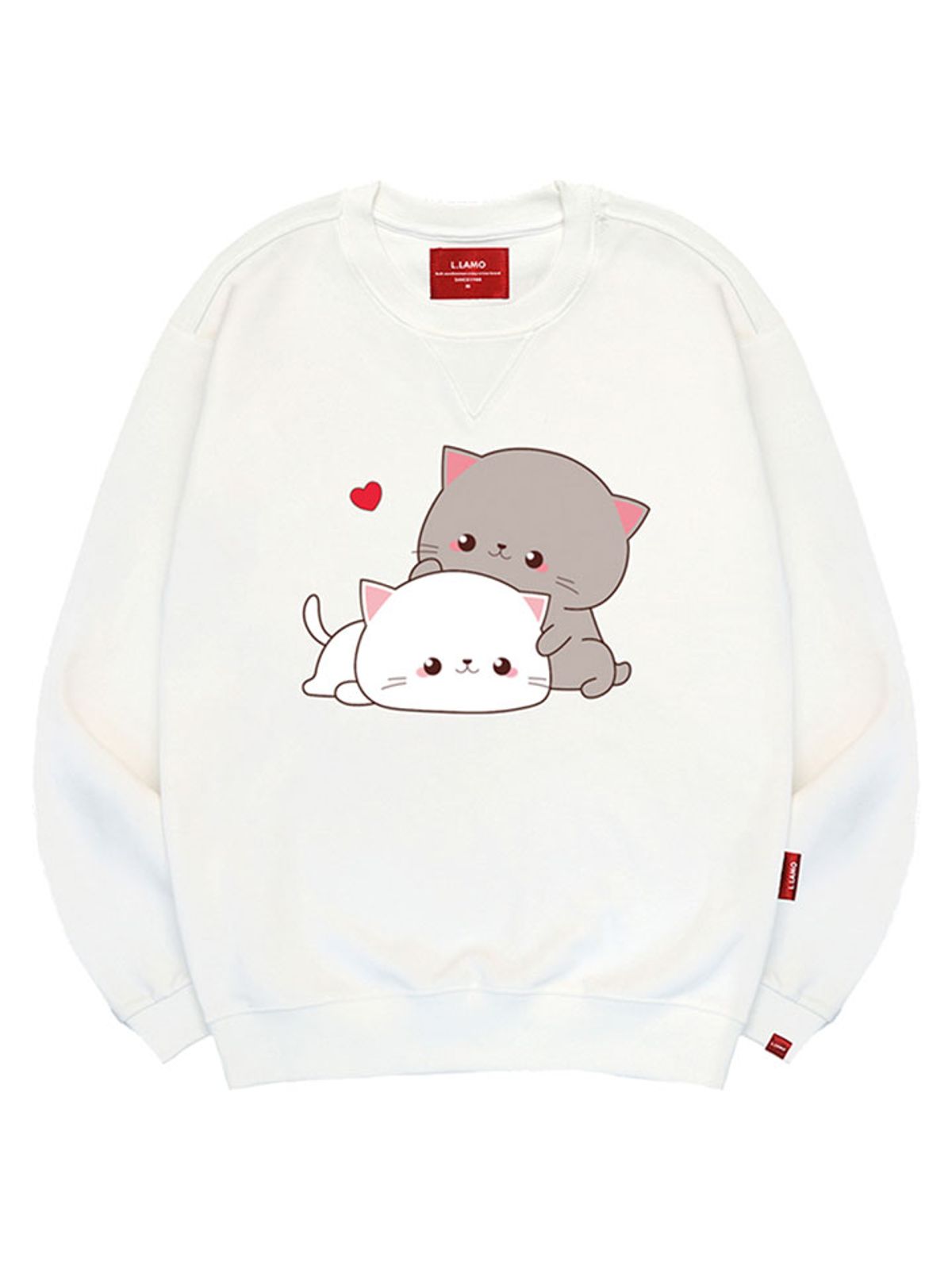 엘라모(LLAMO) 큐티커플캣 맨투맨 남녀공용 빅사이즈 S~4XL