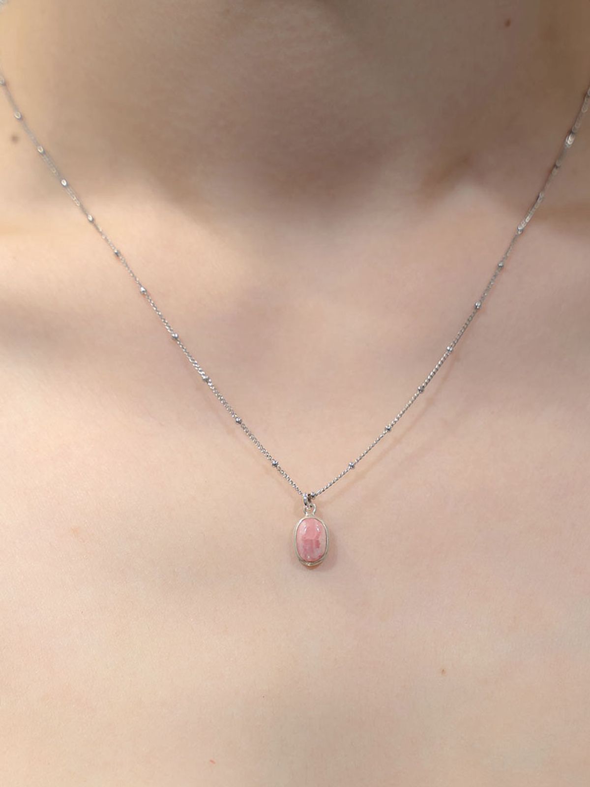 하랑(HARANG) HR 12N_Oval Rose Quartz Necklace