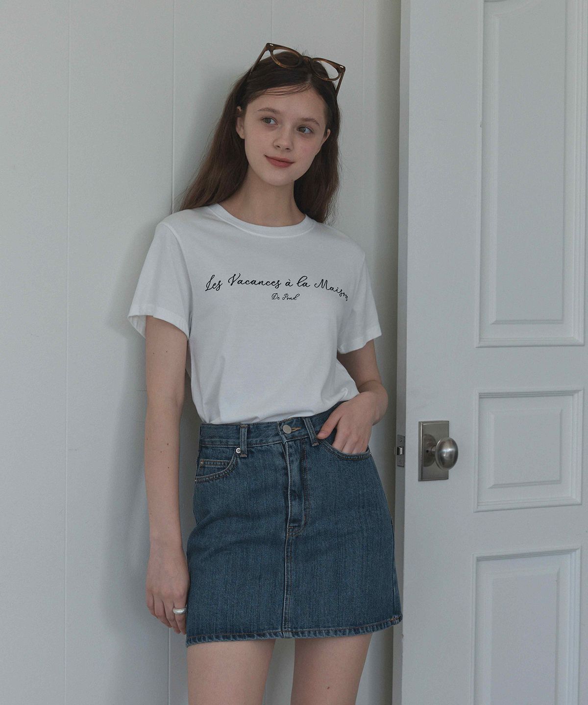 하우스 오브 폰드(HOUSE OF POND) Scripted logo t shirt (Ivory)