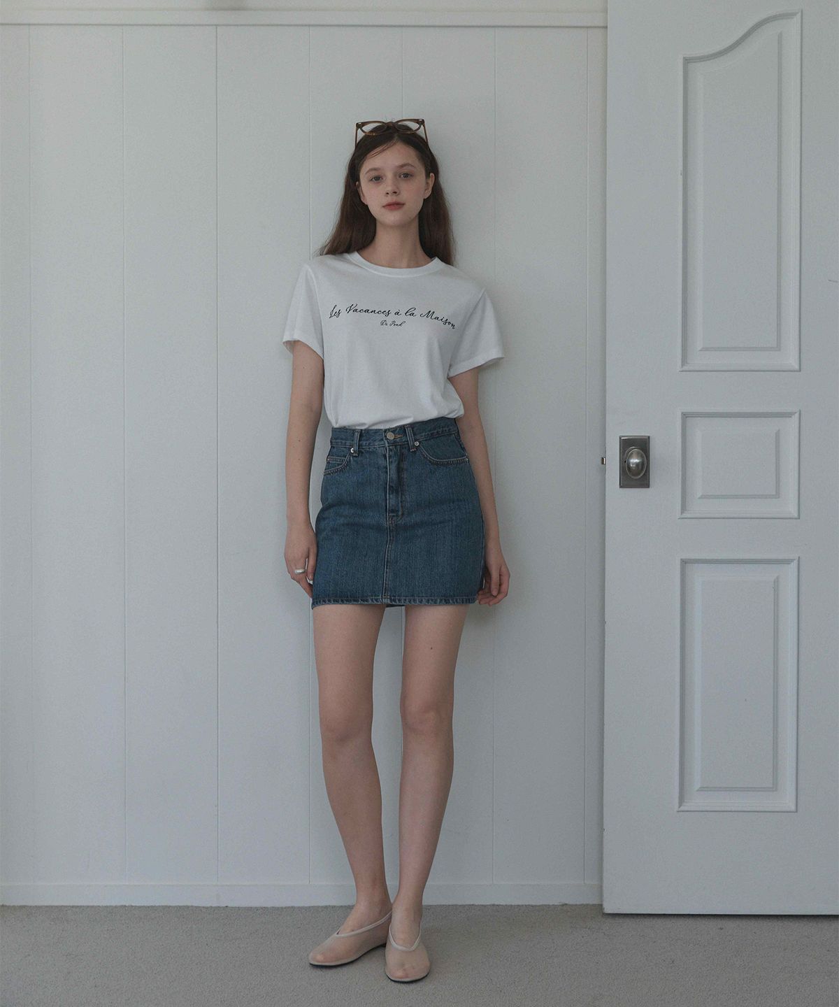 하우스 오브 폰드(HOUSE OF POND) Scripted logo t shirt (Ivory)