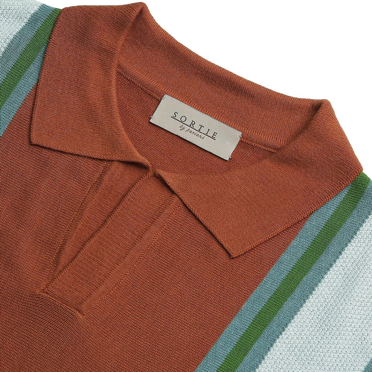 솔티(SORTIE) Summer Blend Open Collar Knit (Orange)