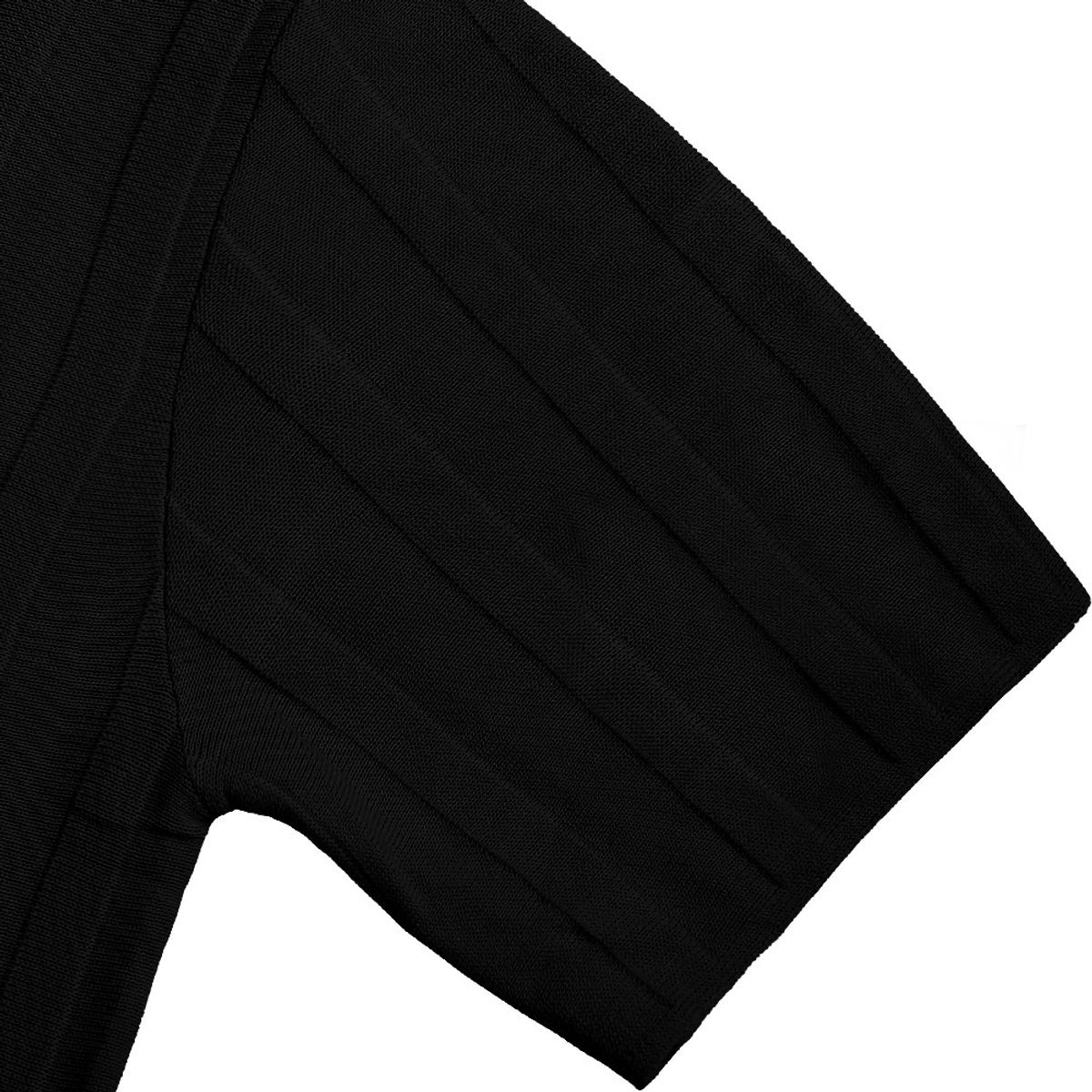 솔티(SORTIE) Ribbed Collar Knit Shirts (Black)