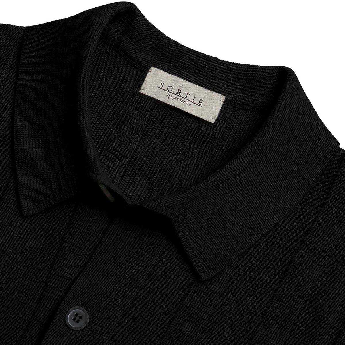 솔티(SORTIE) Ribbed Collar Knit Shirts (Black)