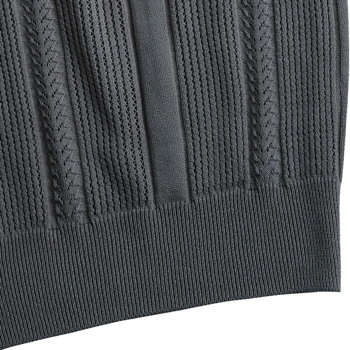 솔티(SORTIE) Mesh Mixed Crochet Polo Knit (Charcoal)