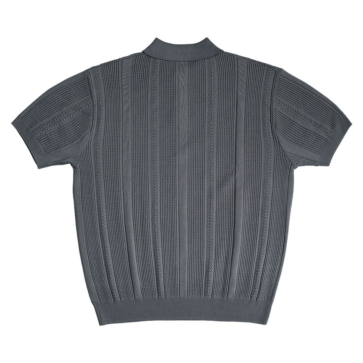 솔티(SORTIE) Mesh Mixed Crochet Polo Knit (Charcoal)