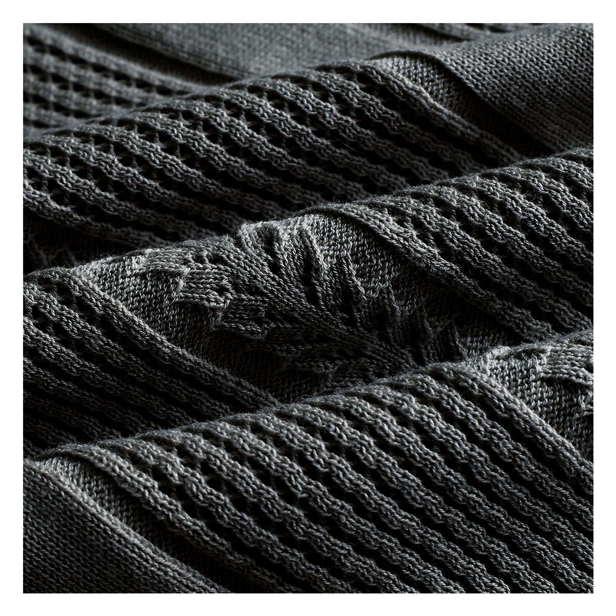 솔티(SORTIE) Mesh Mixed Crochet Polo Knit (Charcoal)