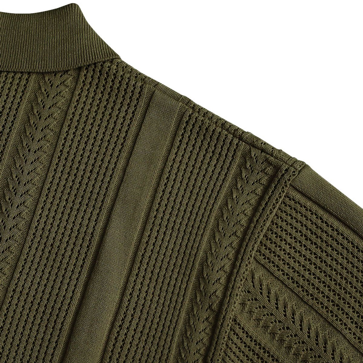 솔티(SORTIE) Mesh Mixed Crochet Polo Knit (Khaki)