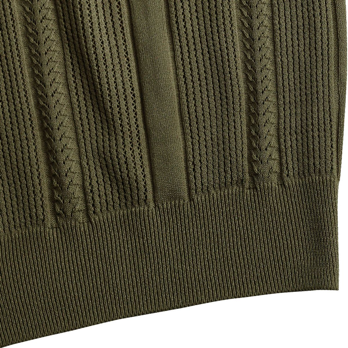 솔티(SORTIE) Mesh Mixed Crochet Polo Knit (Khaki)