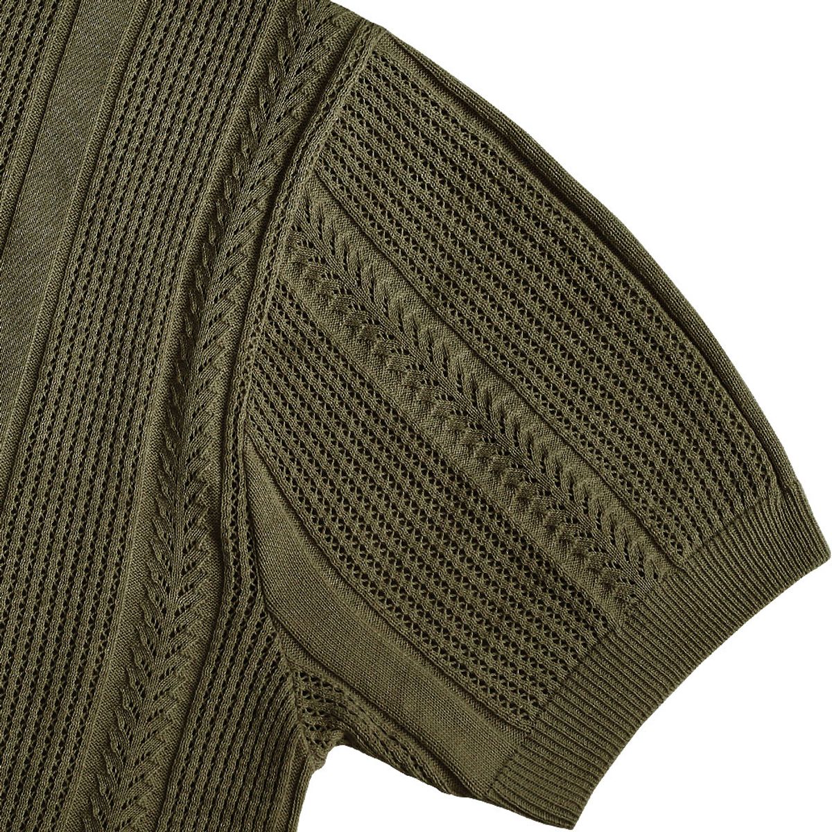 솔티(SORTIE) Mesh Mixed Crochet Polo Knit (Khaki)