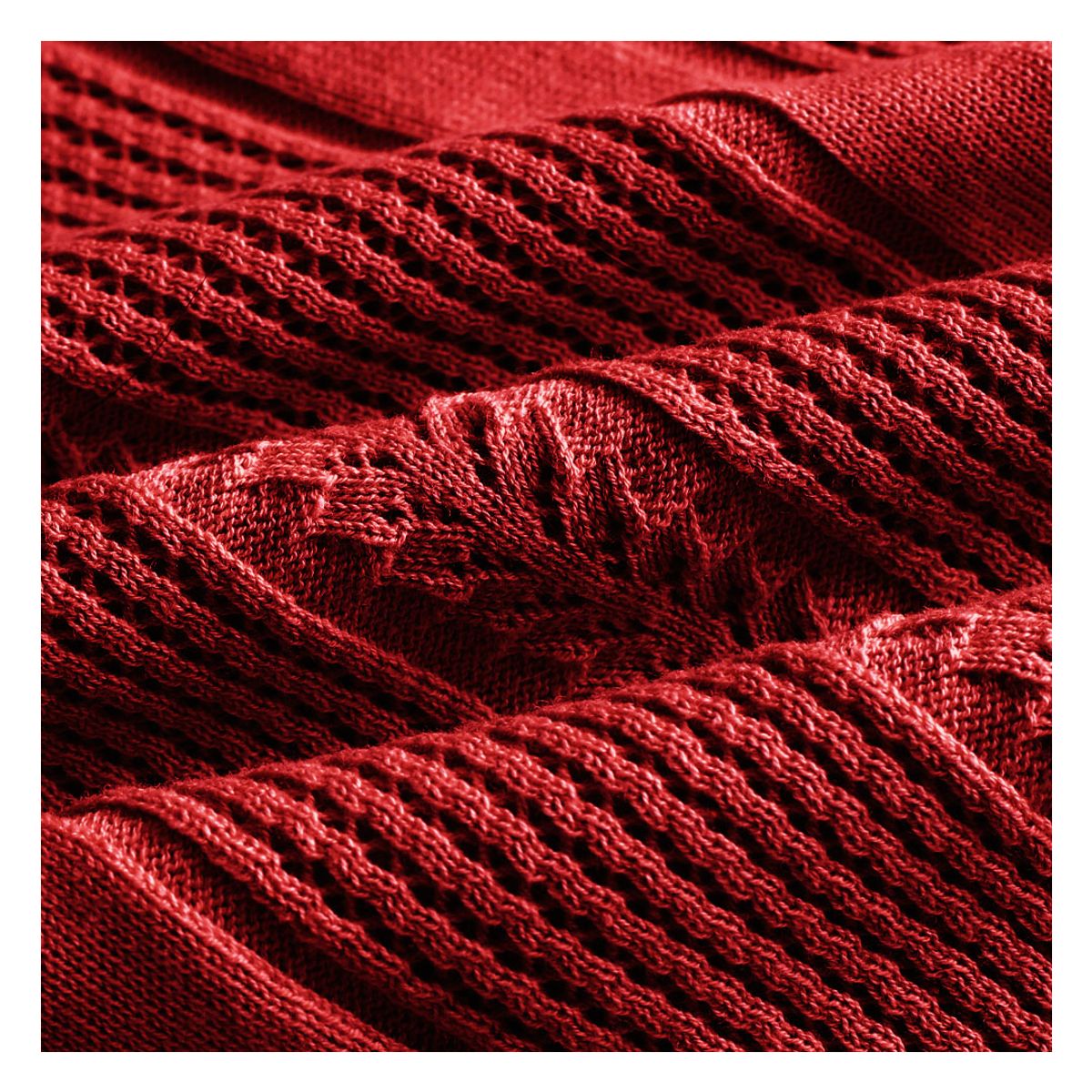 솔티(SORTIE) Mesh Mixed Crochet Polo Knit (Red)