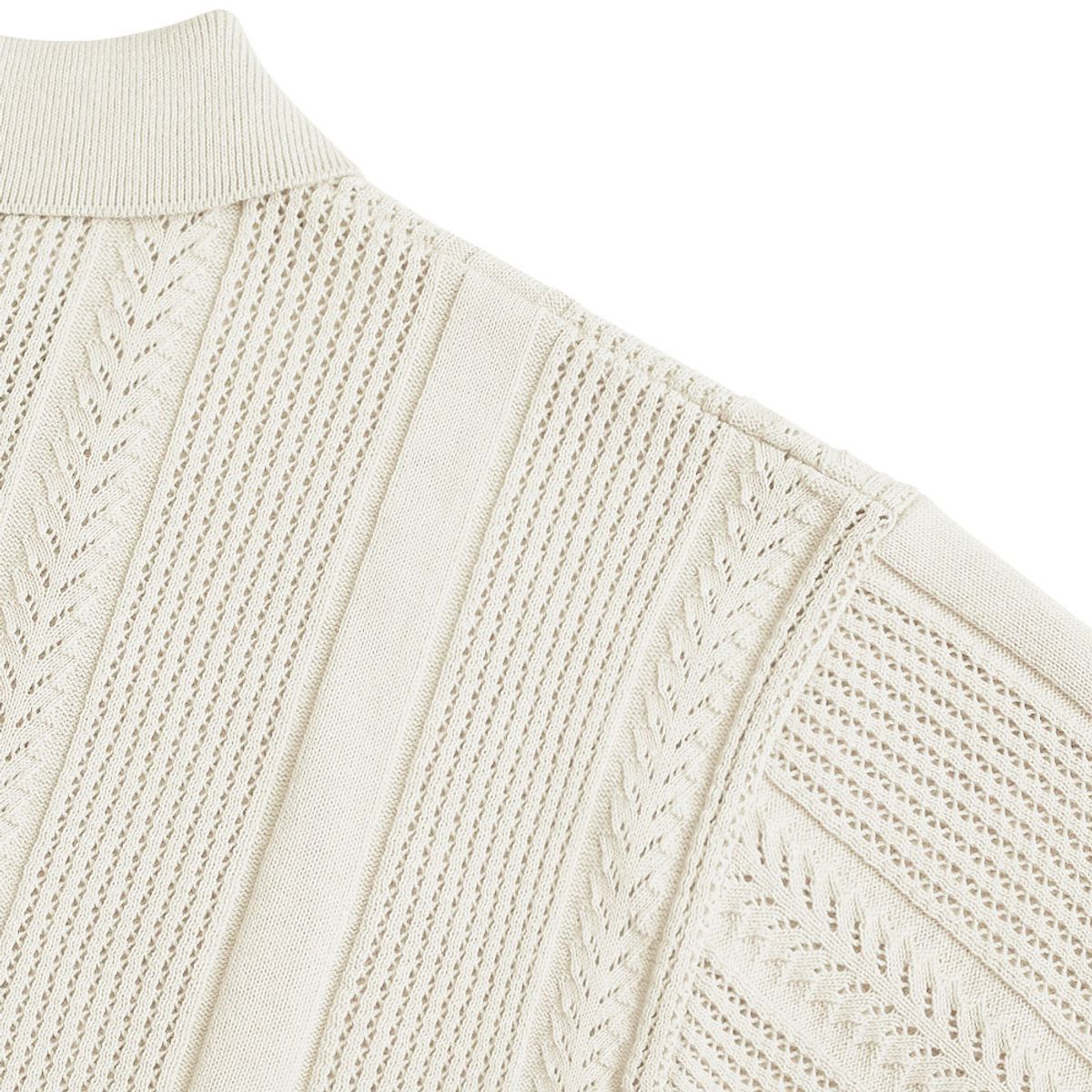 솔티(SORTIE) Mesh Mixed Crochet Polo Knit (Ivory)