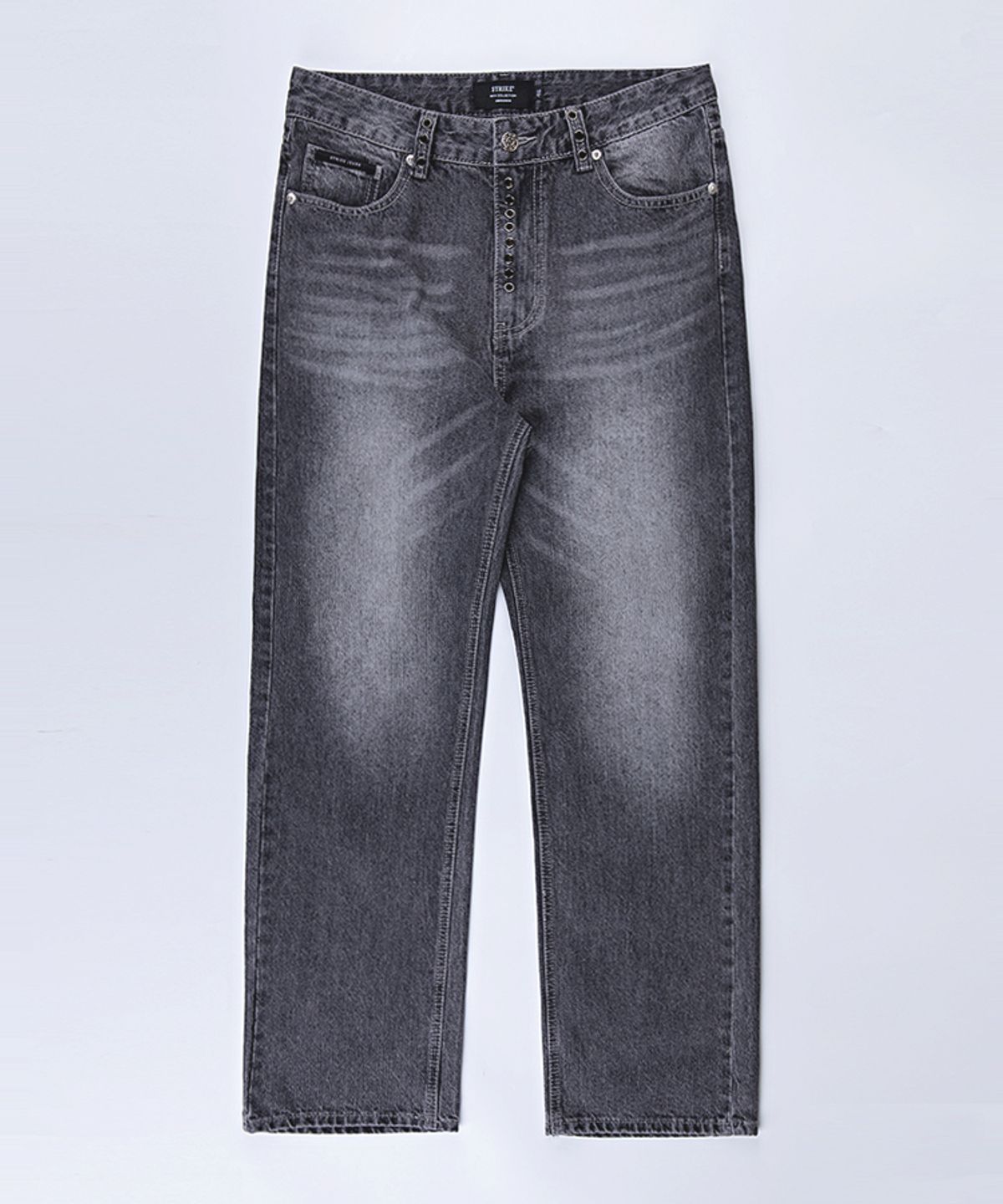 스트라이크(STRIKE) Elegant Eyelet Washed Grey Jeans (WIDE)