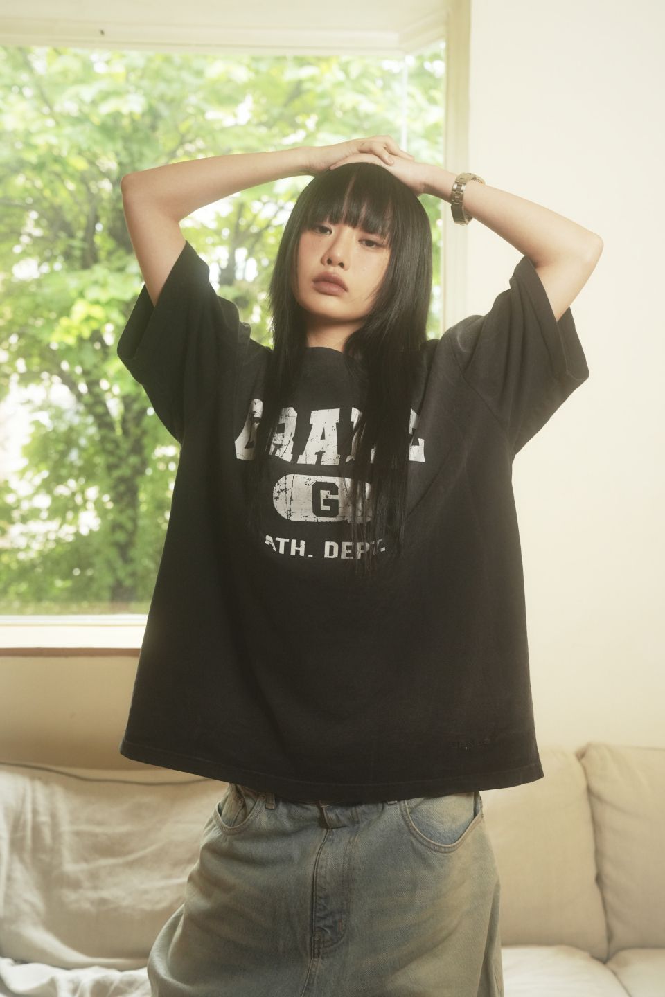 그레일즈(GRAILZ) VINTAGE ATHLETIC T-SHIRTS [BLACK] - 사이즈
